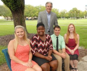  President James Henningsen with students on campus at the College of Central Florida.