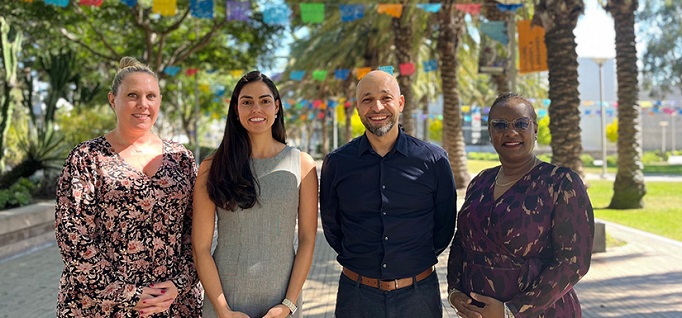 (L-R) Political Science professor Christina Gabler, Ph.D., counselor Vicenta Arrizon, Ed.D., Business professor Nathan Khalil, J.D., and Interim Dean of Special Programs Debra Locke make up Santa Monica College’s Law Pathway Program team.